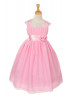 Pleated Chiffon Tea Length Flower Girl Dress With Flower Sash